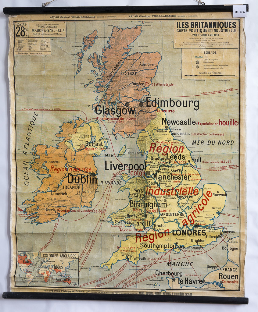 (RF 006) Iles Britanniques Carte Politique e Industrielle