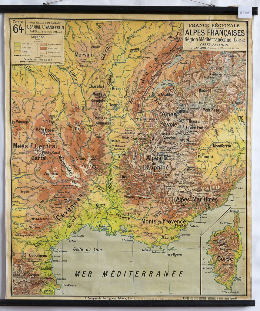 (RF 022) Alpes Françaises Region Méditerranéenee – Corse Carte Physique