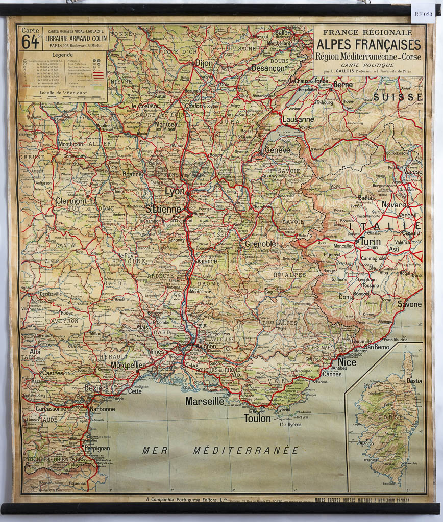 (RF 023) Alpes Françaises Region Méditerranéenee – Corse Carte Politique