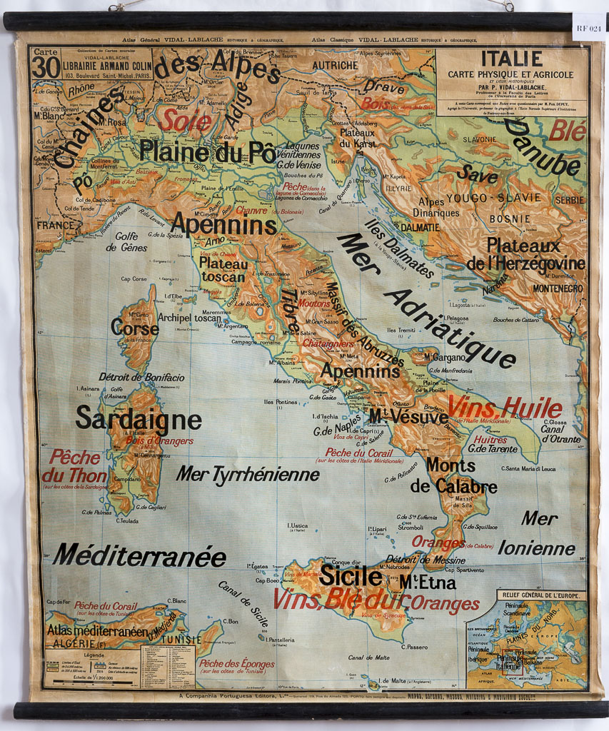 (RF 024) Italie Carte Physique e Agricole