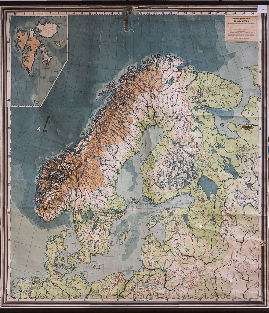 (RF 040) Skandinavien Oro-hidrographische Schul-Wandkarte