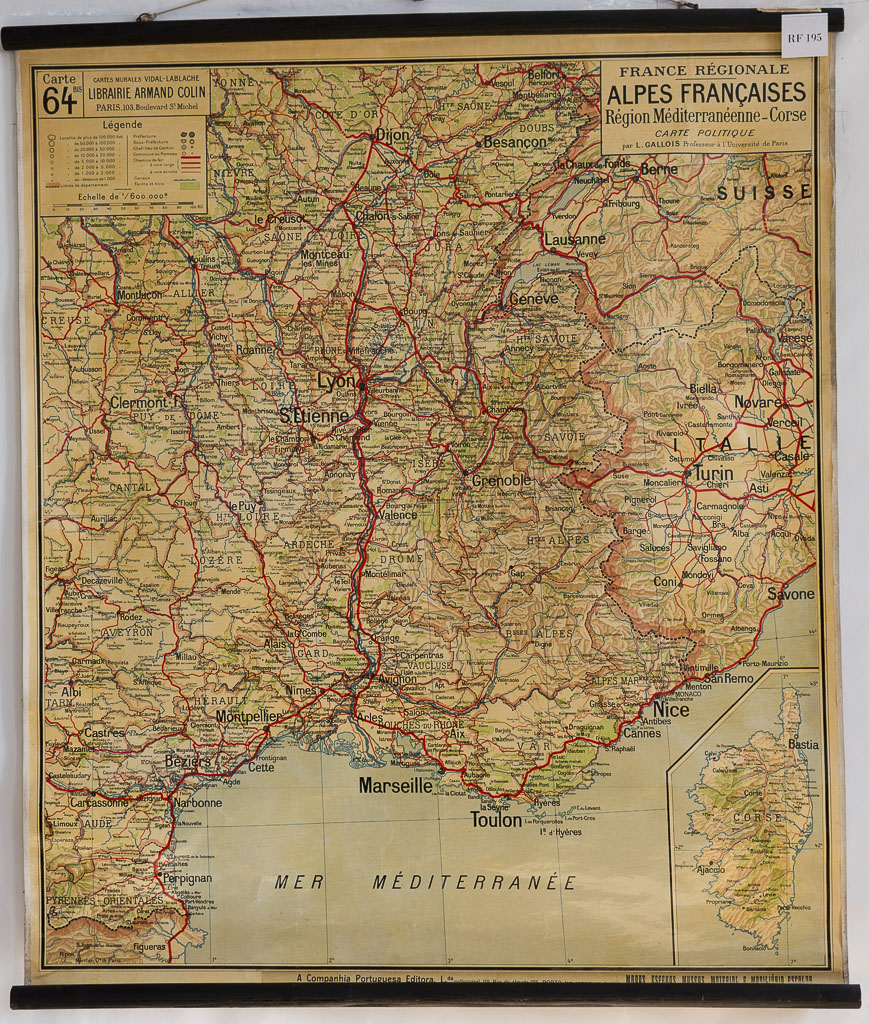 (RF 195) Alpes Françaises Region Méditerranéenee – Corse Carte Politique