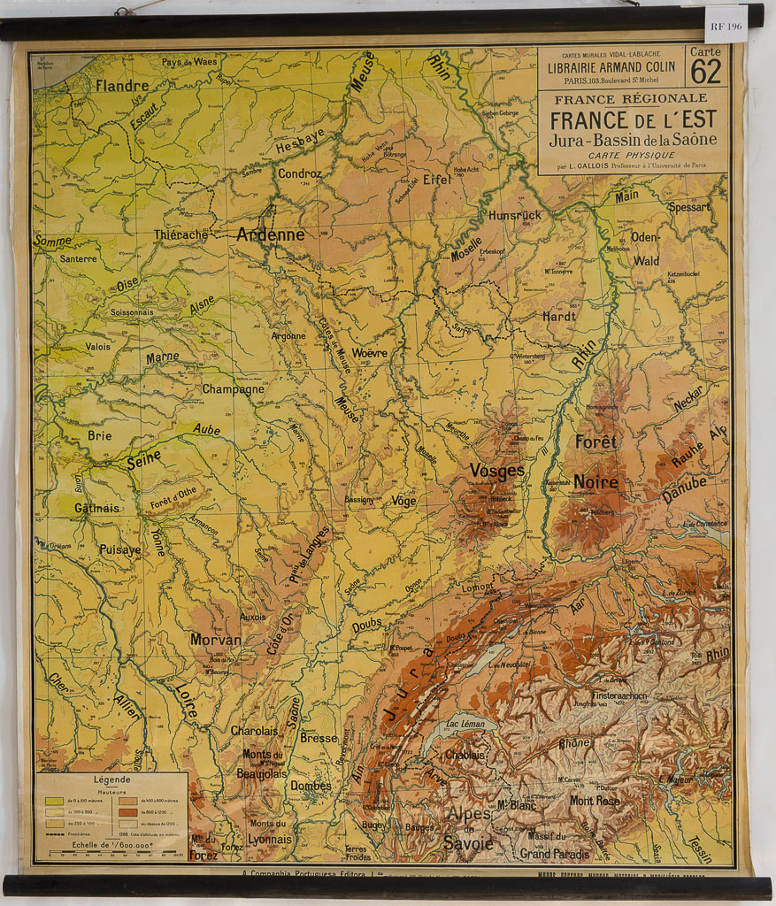 (RF 196) France De L´Est Jura – Bassin De La Saône Carte Physique