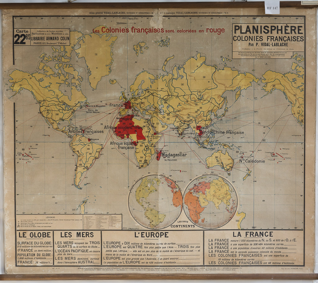 (RF 147) Planisphère Colonies Françaises