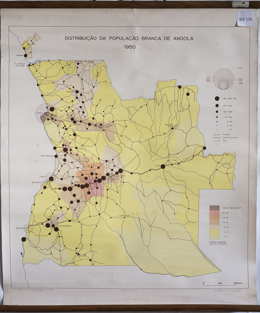 (RF 150) Distribuição da População Branca de Angola 1950