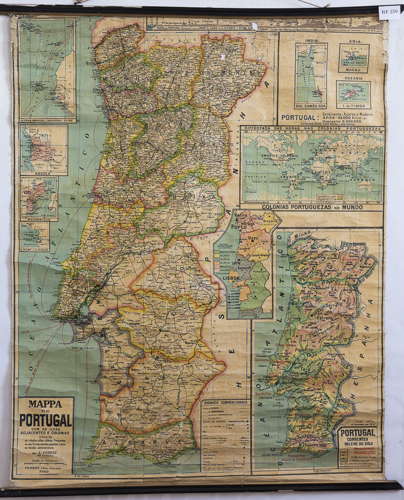 (RF 259) Mappa de Portugal com as ilhas Adjacentes e Colonias