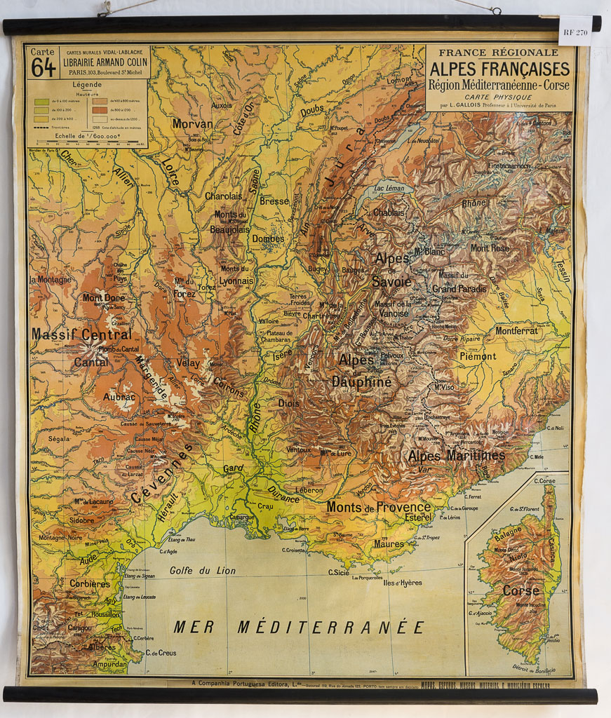 (RF 270) Alpes Françaises Region Méditerranéenee – Corse Carte Physique