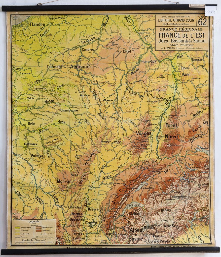 (RF 273) France De L´Est Jura – Bassin De La Saône Carte Physique