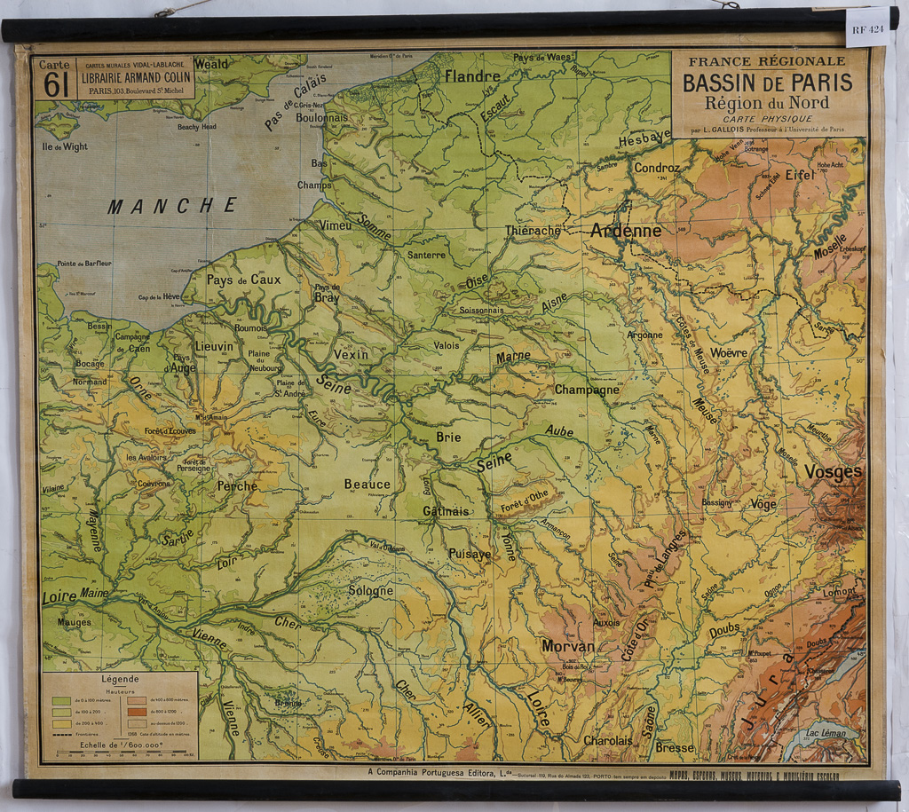 (RF 424) Bassin de Paris Région du Nord Carte Phisique