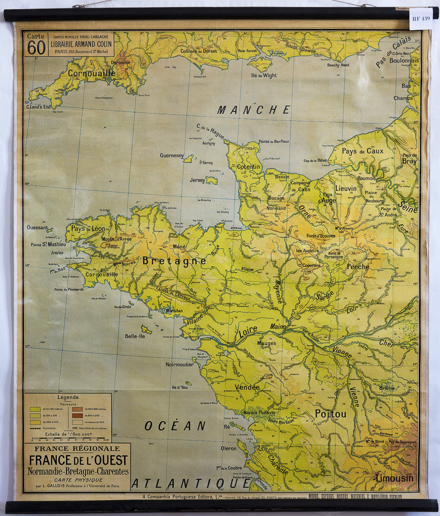 (RF 439) France de l´Ouest Normandie – Bretagne – Charents Carte Physique