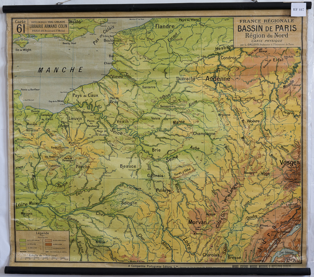 (RF 447) Bassin de Paris Région du Nord Carte Phisique