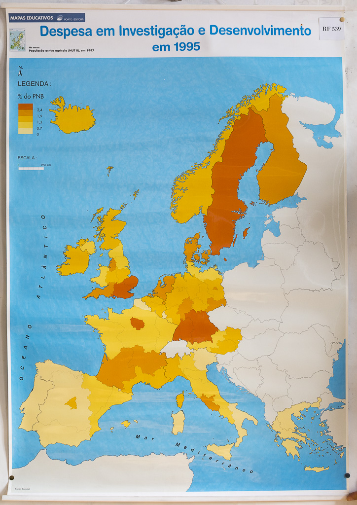 (RF 539) Despesa em Investigação e Desenvolvimento em 1995 / População activa agrícola (NUT II) em 1997