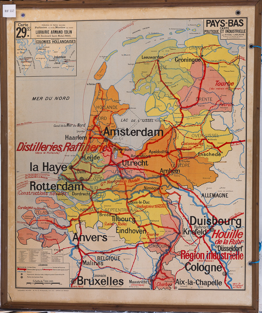 (RF 557) Pays-Bas Carte Politique e Industrielle / Pays-Bas Carte Physique et Agricole