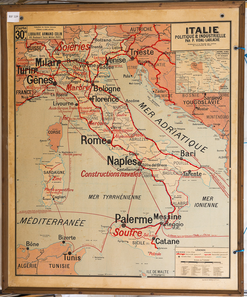 (RF 559) Italie Carte Politique e Industrielle / Italie Carte Physique et Agricole